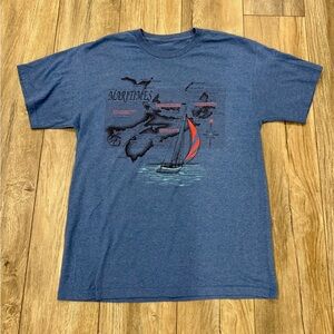 Men’s Vintage Blue and Red Canadian Maritime Provinces Sailboat T-shirt Size L